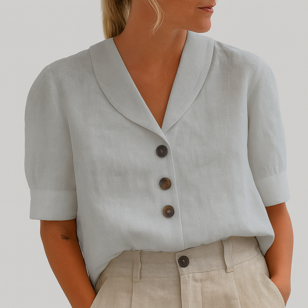 Clara | Damen Bluse mit Reverskragen und Knopfleiste