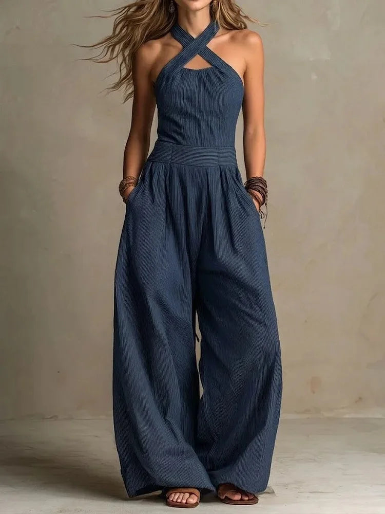 Lina | Jumpsuit mit weitem Bein und Halterneck