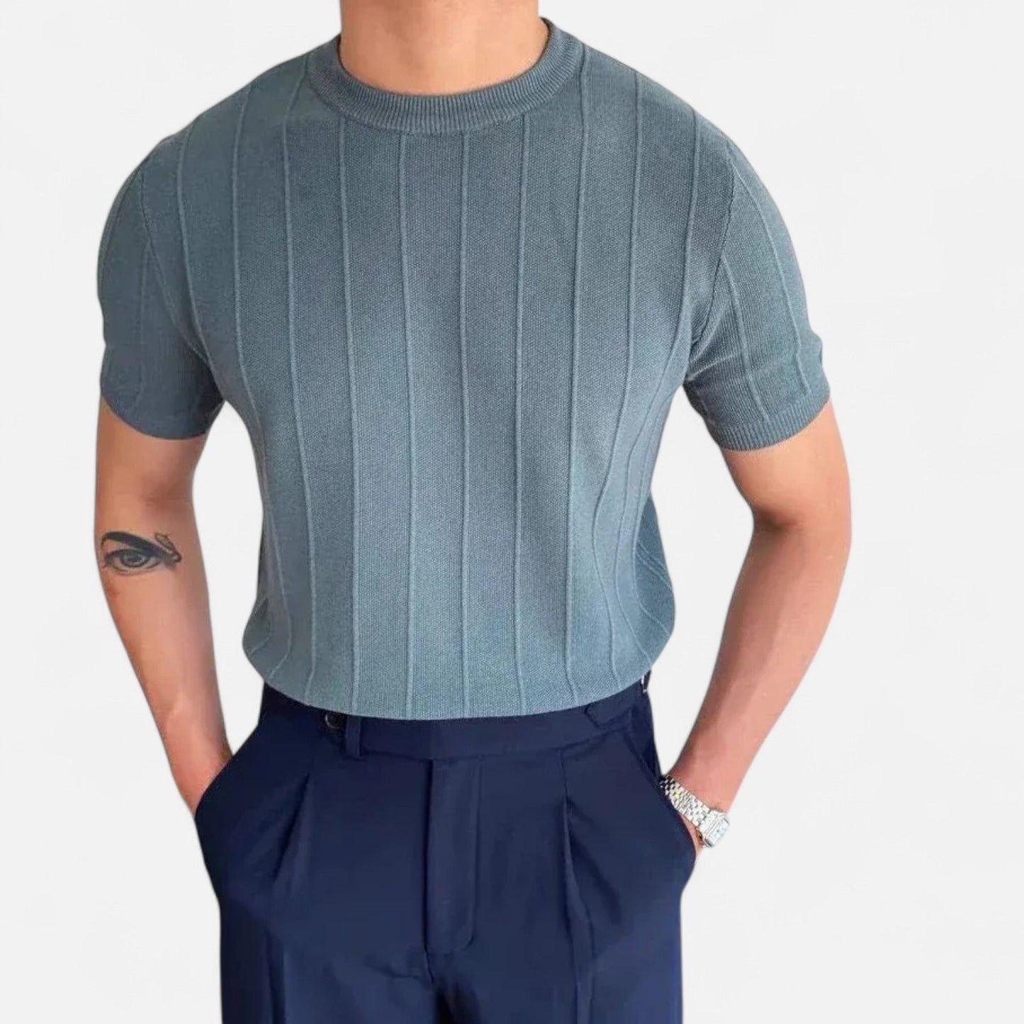 Luca | Herren T Shirt gerippt slim fit