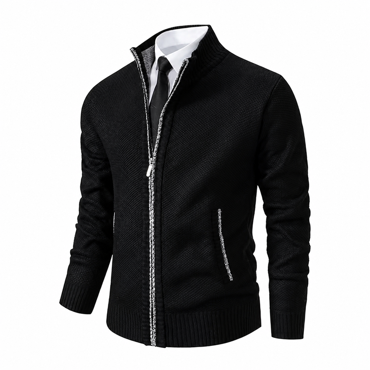 Luca | Strickjacke Herren Reissverschluss Stehkragen modern