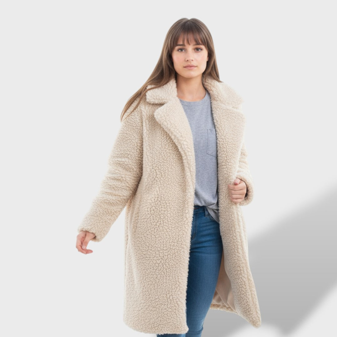 Amelie | Eleganter Teddymantel für Damen lang 0