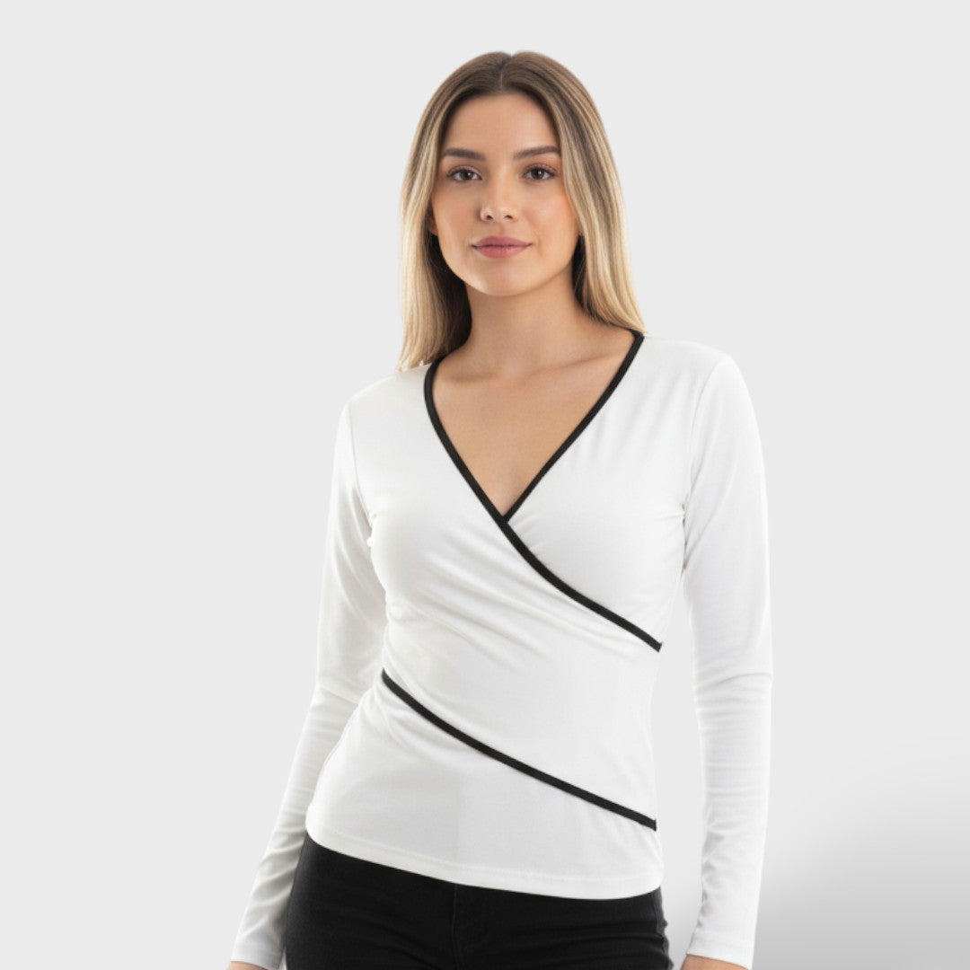 Clara | Elegante Wickelbluse für Damen langarm 0