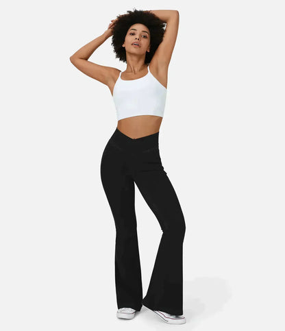 Damen Flared Jeans Hochbund mit elastischem Bund