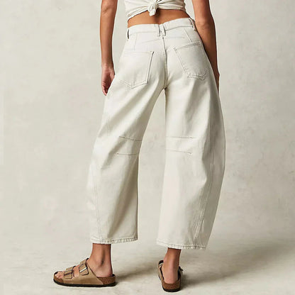 Damen Hohe Taille Weite Beinform Jeans
