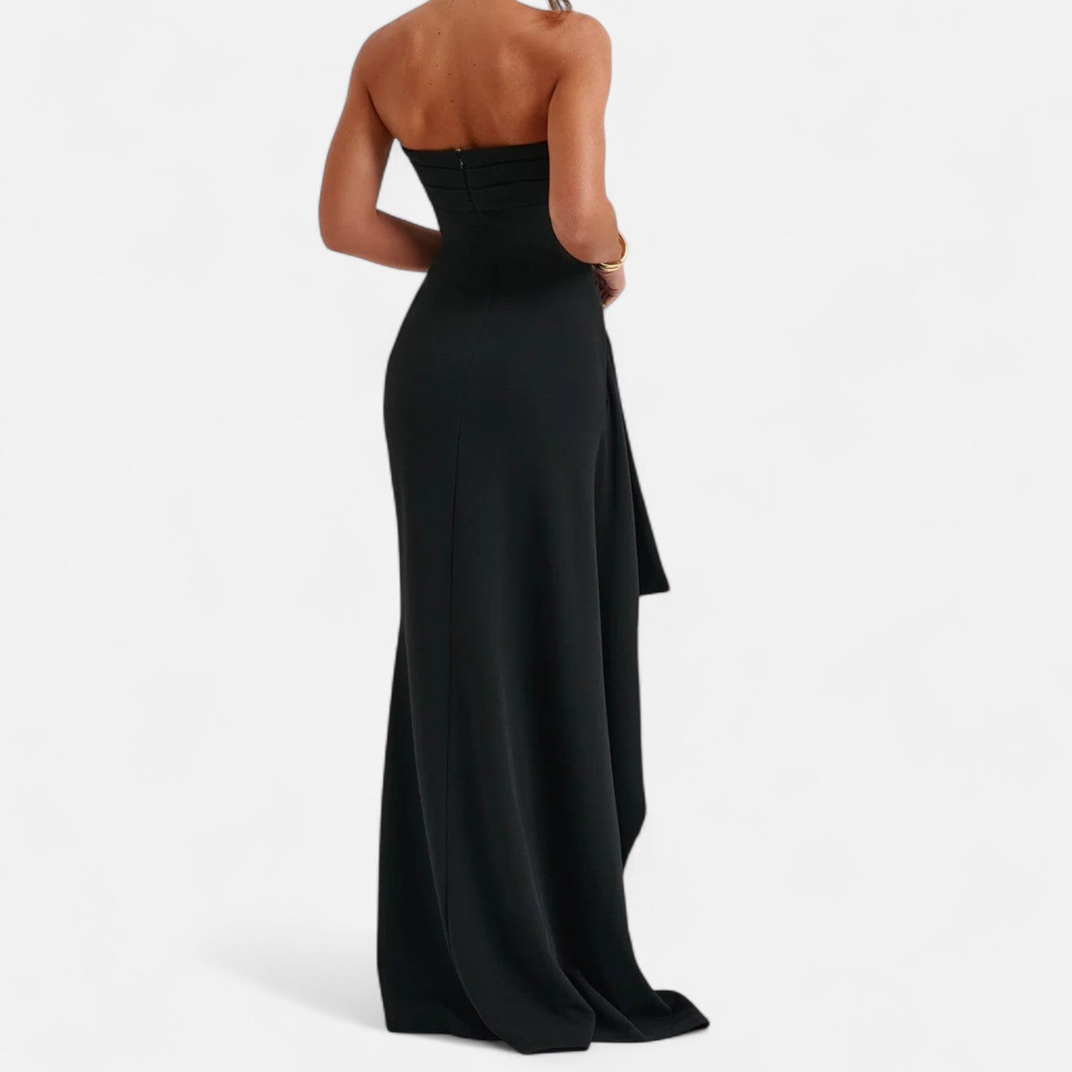 Damen Strapless Kleid mit hohem Schlitz – Moderne Eleganz