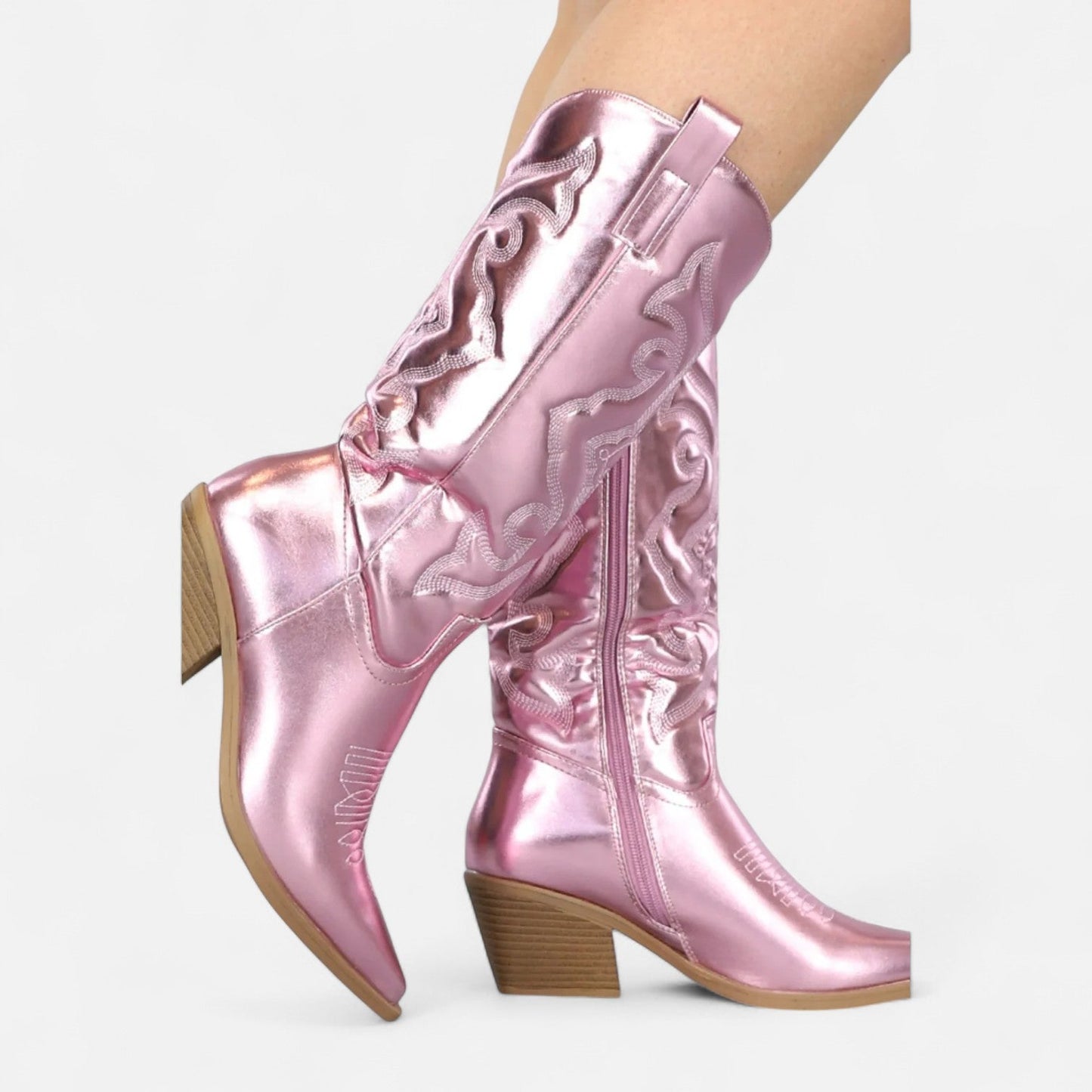 Damen Western Stiefel mit Blockabsatz im klassischen Cowgirl-Stil