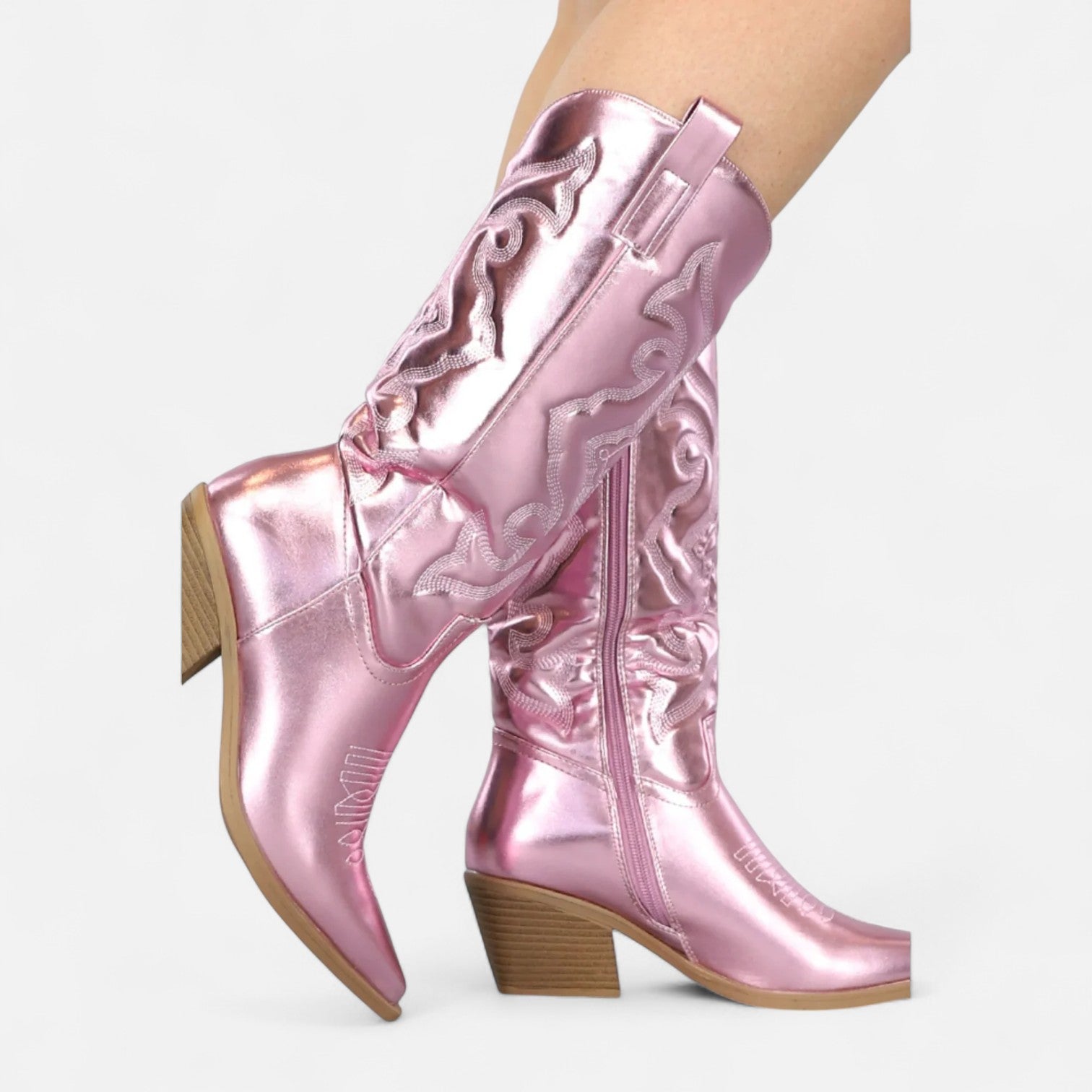 Damen Western Stiefel mit Blockabsatz im klassischen Cowgirl-Stil