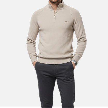 Valerio | Stilvoller Feinstrick Pullover mit Reissverschlusskragen für Herren
