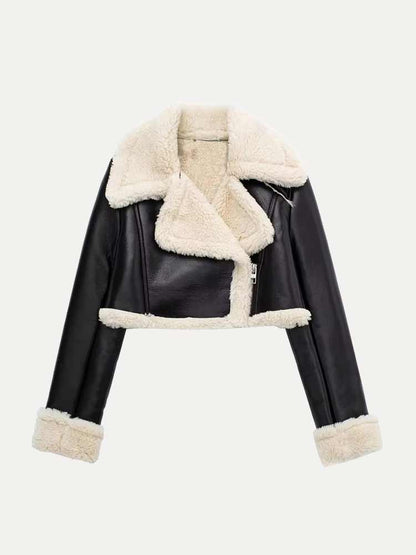 Hanna | Elegante Lederjacke für Damen mit Shearling-Kragen 0