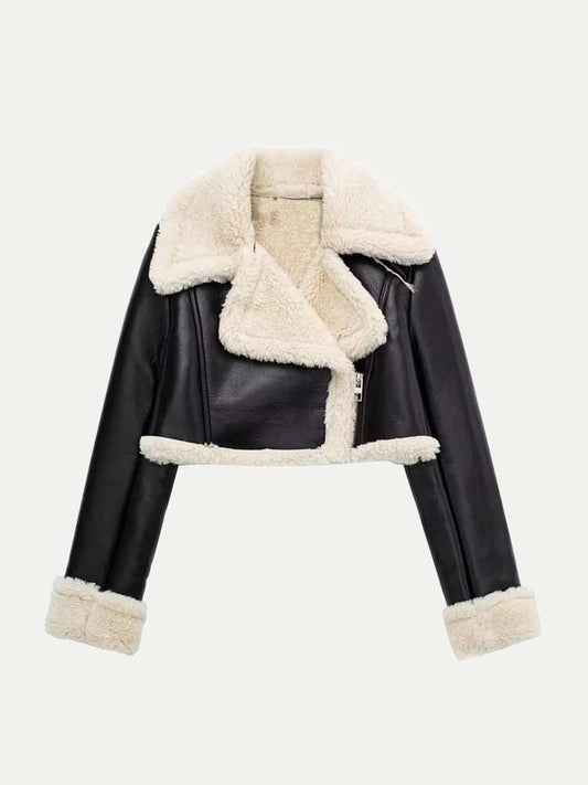 Hanna | Elegante Lederjacke für Damen mit Shearling-Kragen 0