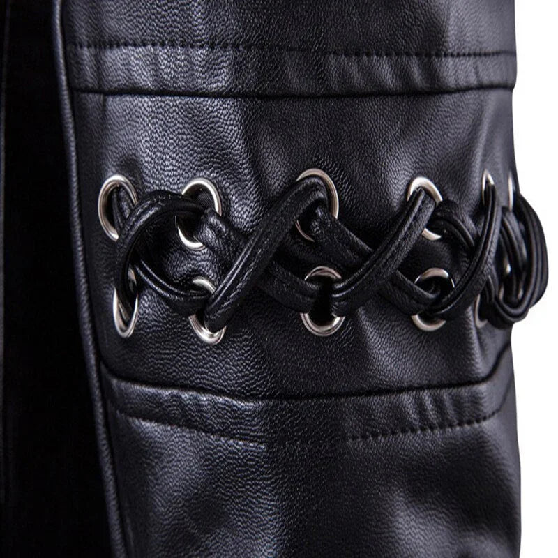 Herren Bikerjacke mit dekorativen Riemen