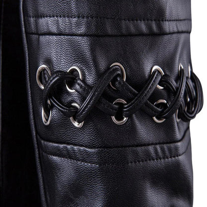 Herren Bikerjacke mit dekorativen Riemen