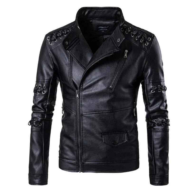 Herren Bikerjacke mit dekorativen Riemen