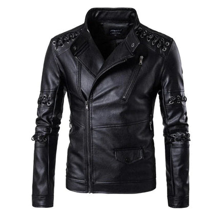 Herren Bikerjacke mit dekorativen Riemen