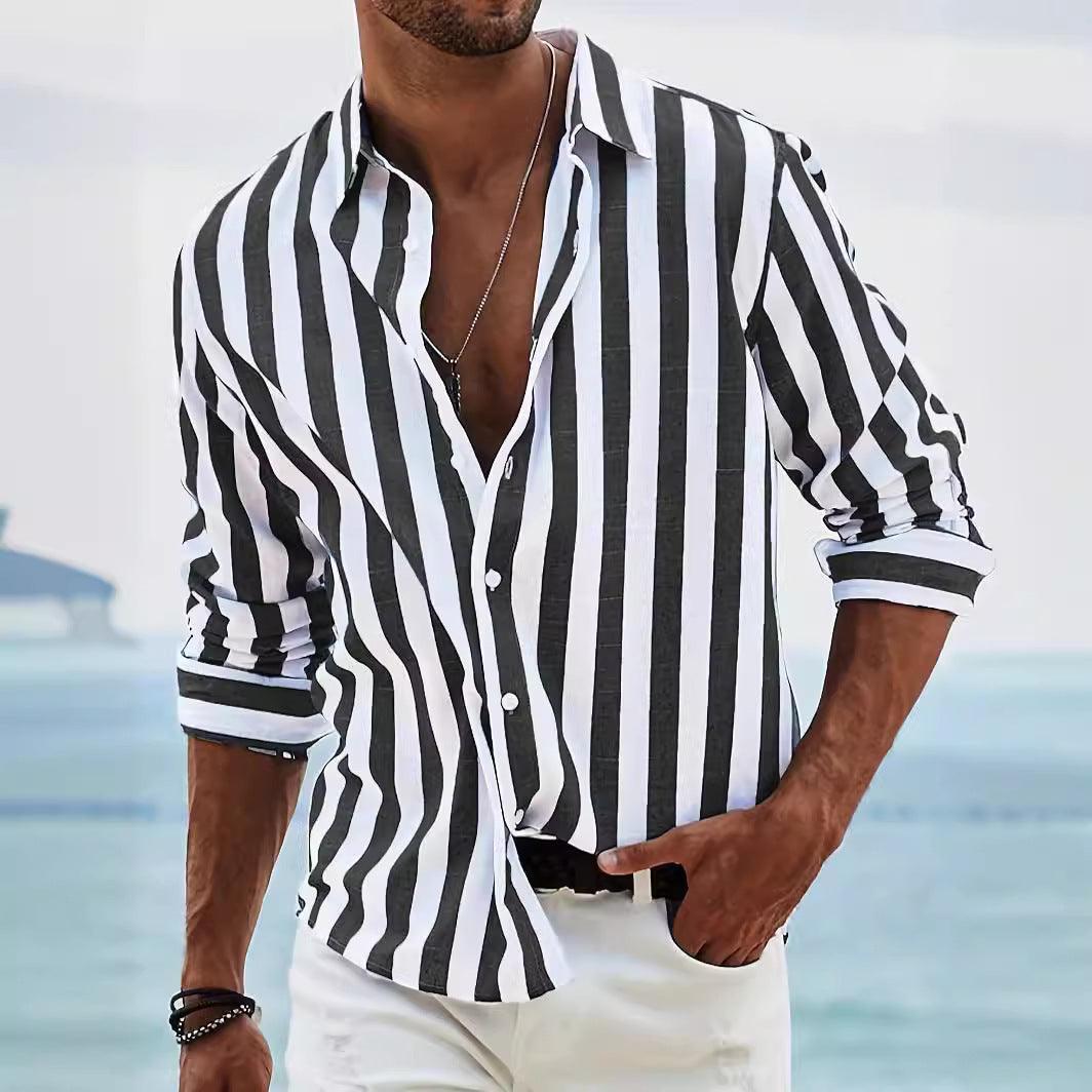 Herren Button-Up Hemd mit gestreiftem Design