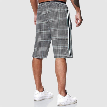 Herren Karierte Shorts mit Gummibund und verstellbarem Zugband