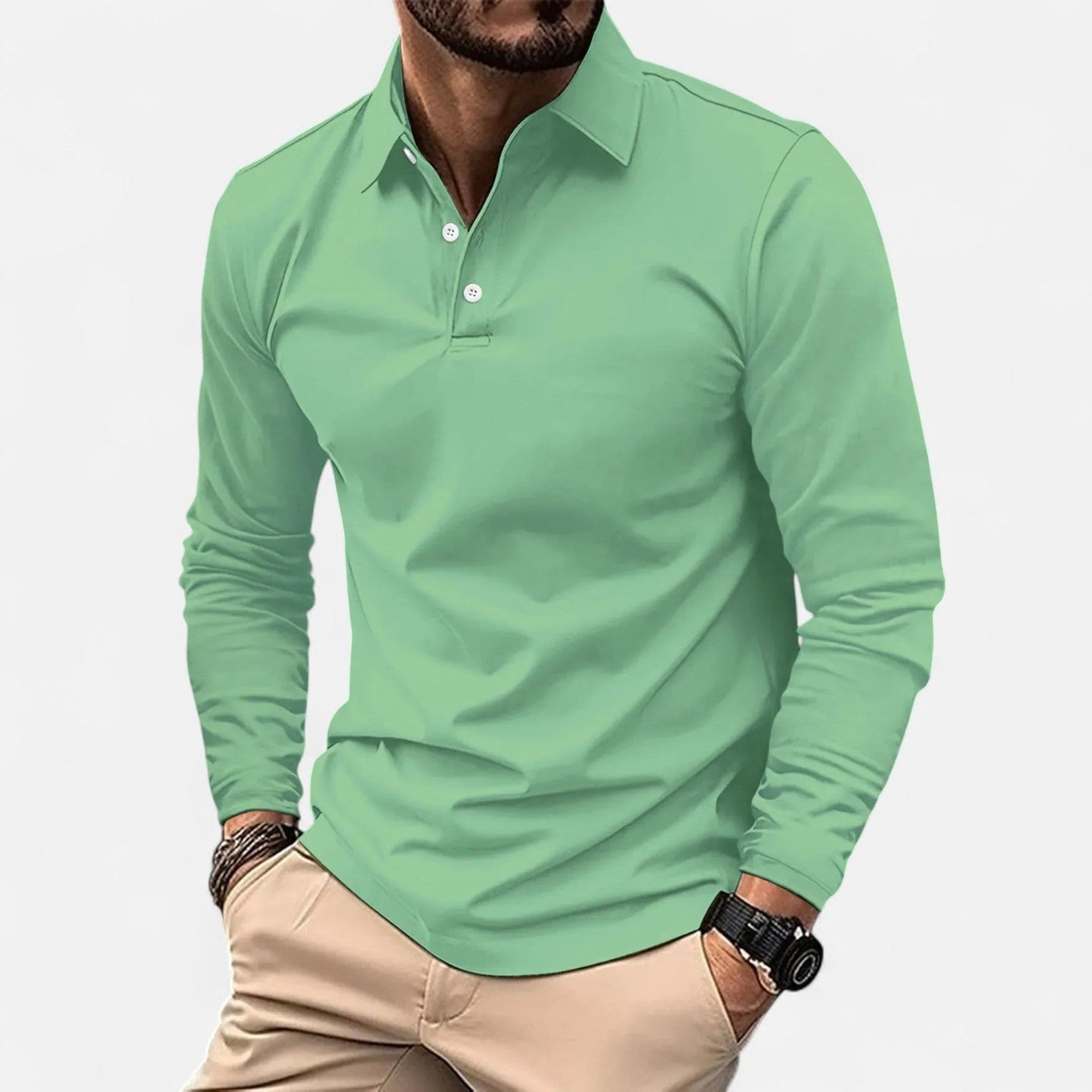 Herren Langarm Polo-Shirt in Blau – Eleganter Freizeitklassiker