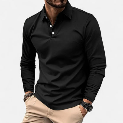 Herren Langarm Polo-Shirt in Blau – Eleganter Freizeitklassiker