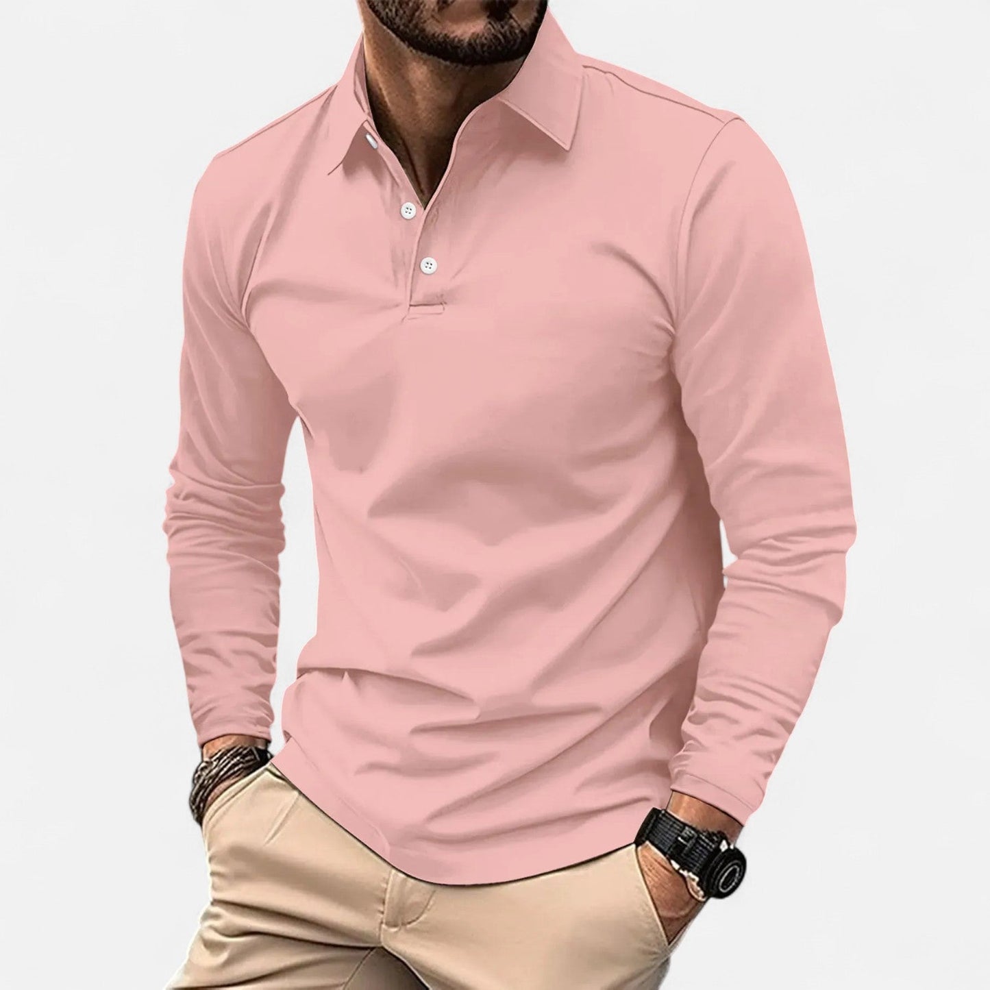 Herren Langarm Polo-Shirt in Blau – Eleganter Freizeitklassiker