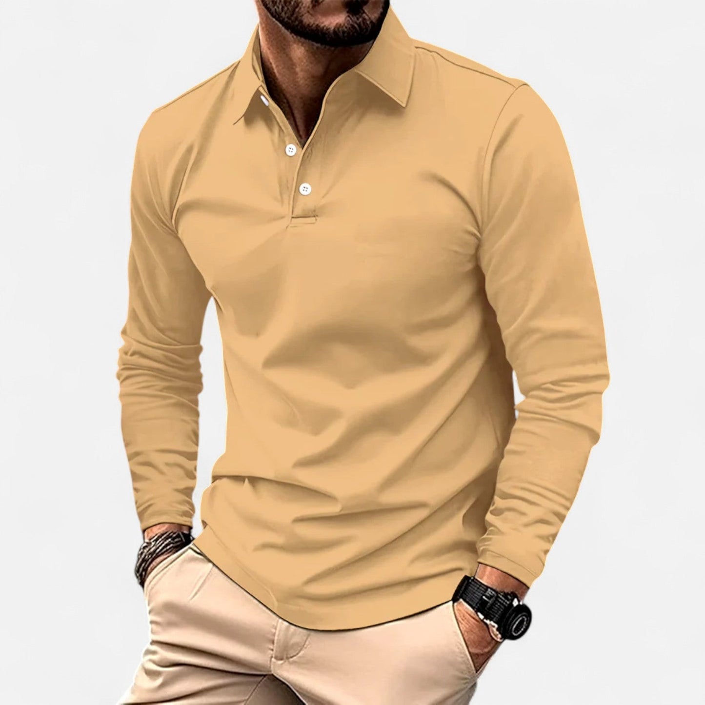 Herren Langarm Polo-Shirt in Blau – Eleganter Freizeitklassiker