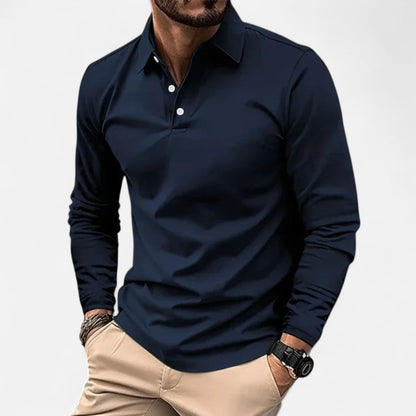 Herren Langarm Polo-Shirt in Blau – Eleganter Freizeitklassiker