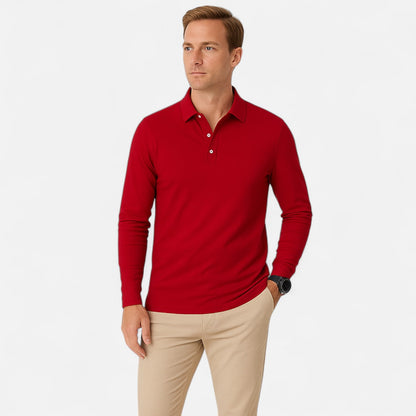 Herren Langarm Polo-Shirt in Blau – Eleganter Freizeitklassiker