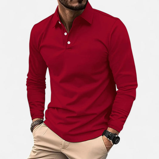 Herren Langarm Polo-Shirt in Blau – Eleganter Freizeitklassiker