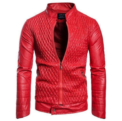 Herren Lederjacke mit Diamantmuster
