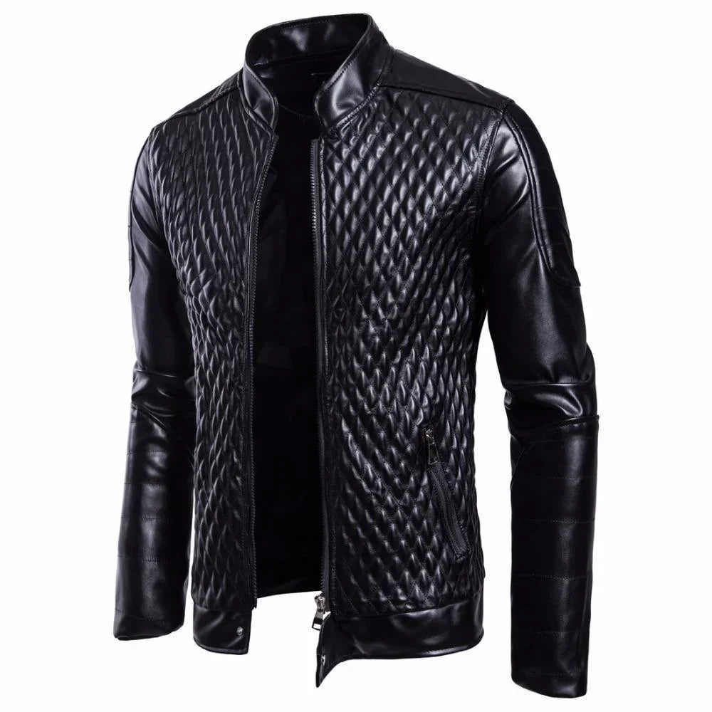 Herren Lederjacke mit Diamantmuster