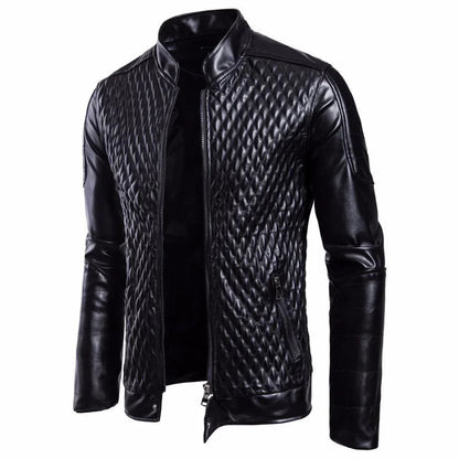 Herren Lederjacke mit Diamantmuster
