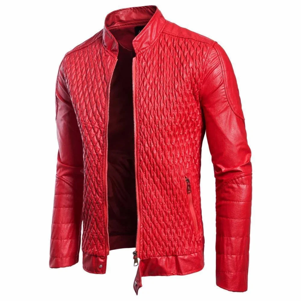 Herren Lederjacke mit Diamantmuster