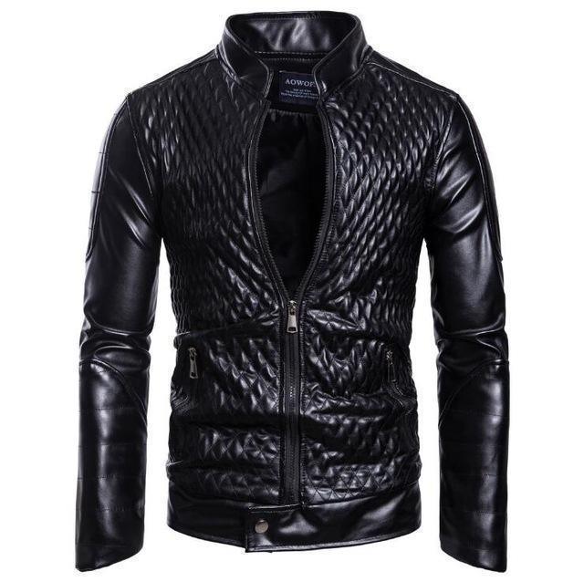 Herren Lederjacke mit Diamantmuster