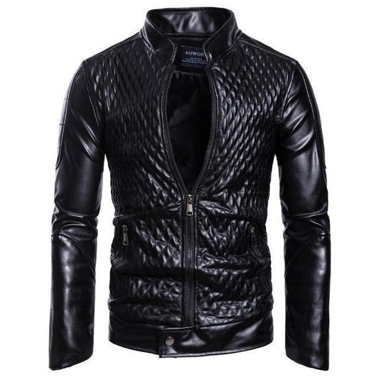 Herren Lederjacke mit Diamantmuster