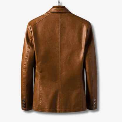 Herren Lederjacke mit Stehkragen und Knopfverschluss