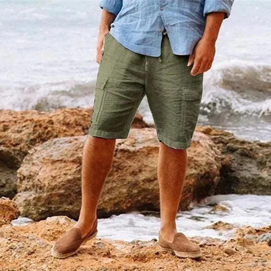 Herren Leinen Shorts Knie-lang Relaxed Fit