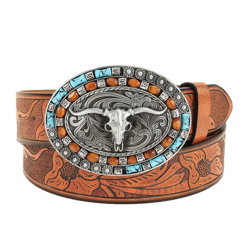 Herren Retro Western Ledergürtel mit Vintage-Charme