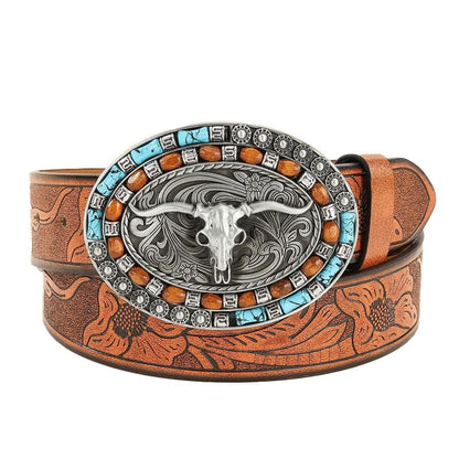 Herren Retro Western Ledergürtel mit Vintage-Charme