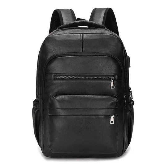 Herren Rucksack aus echtem Leder mit USB-Ladeanschluss