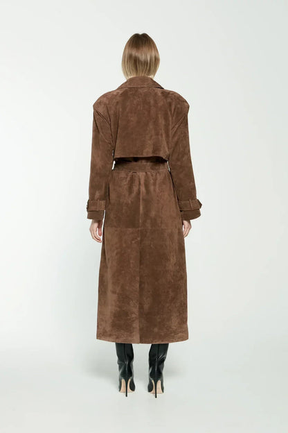 Lina | Eleganter Wildleder-Trenchcoat für Damen lang 2