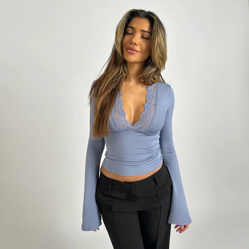 Roxana | Elegantes Spitzenoberteil für Damen langarm 9