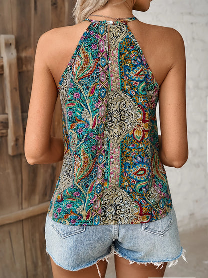 Alina | Boho Neckholder Top mit Paisley-Muster