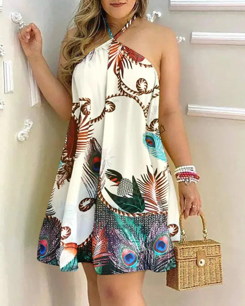 Alina | Tropisches Neckholder Sommerkleid
