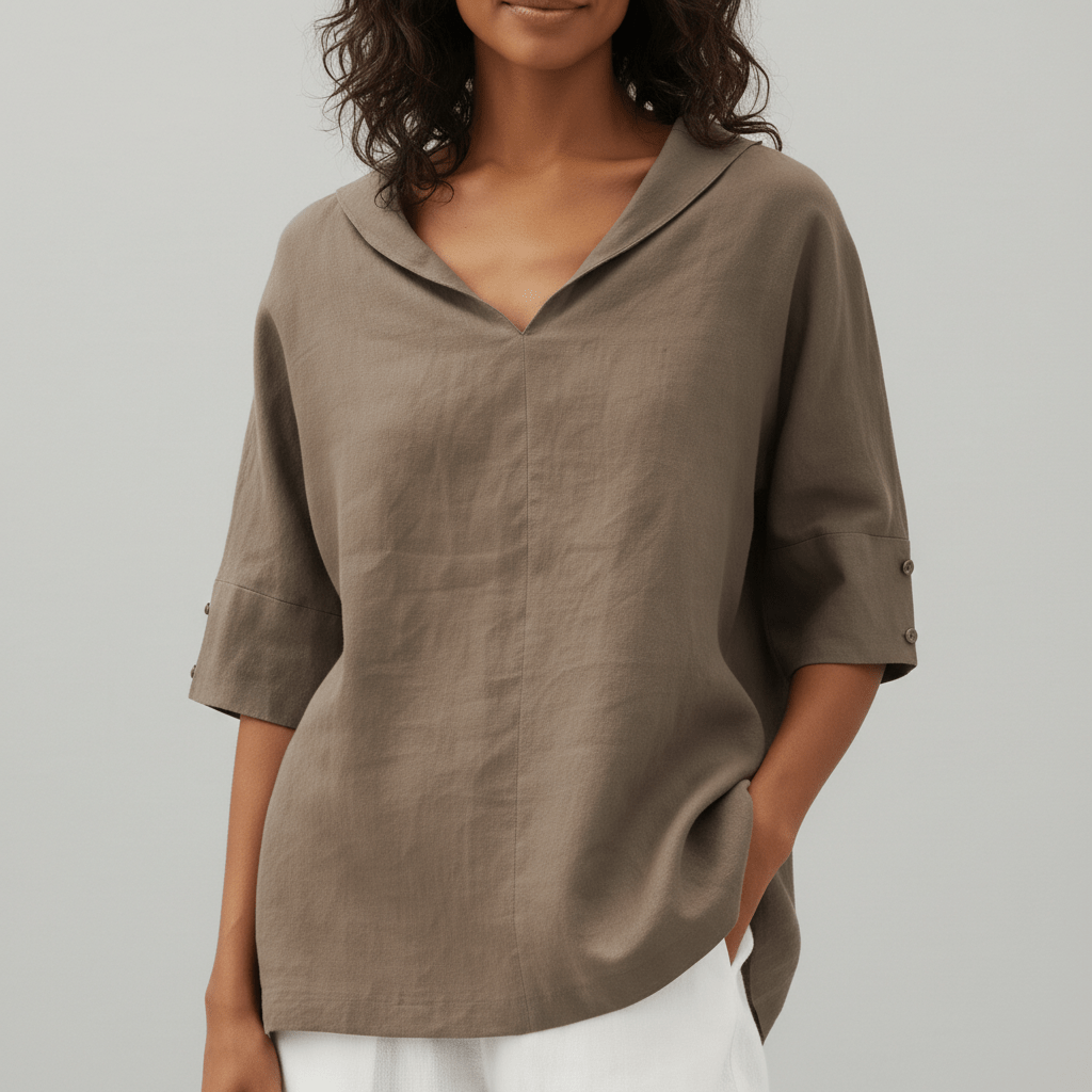 Caroline | Lockeres Damen Shirt in Leinenoptik
