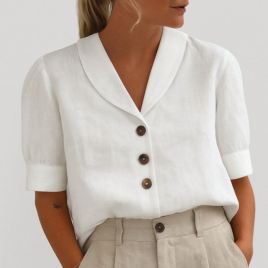 Clara | Damen Bluse mit Reverskragen und Knopfleiste