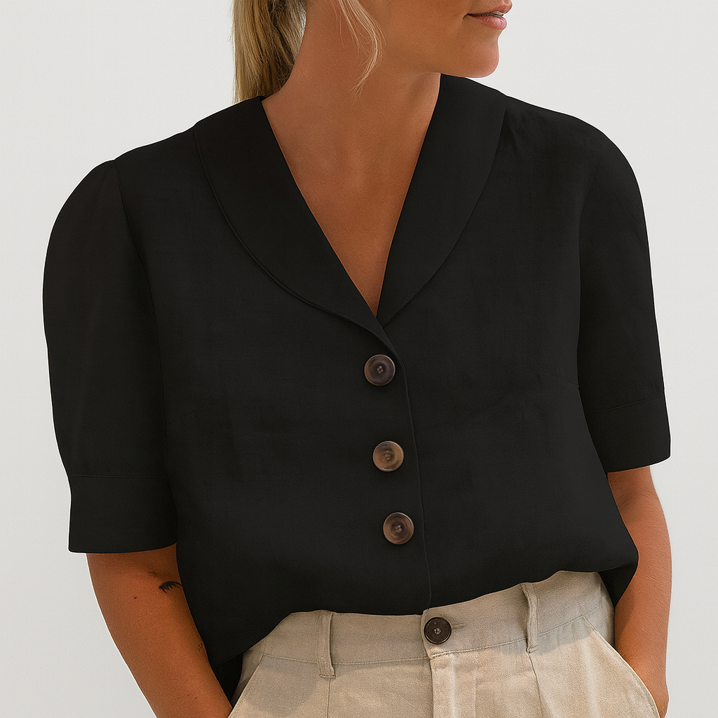 Clara | Damen Bluse mit Reverskragen und Knopfleiste