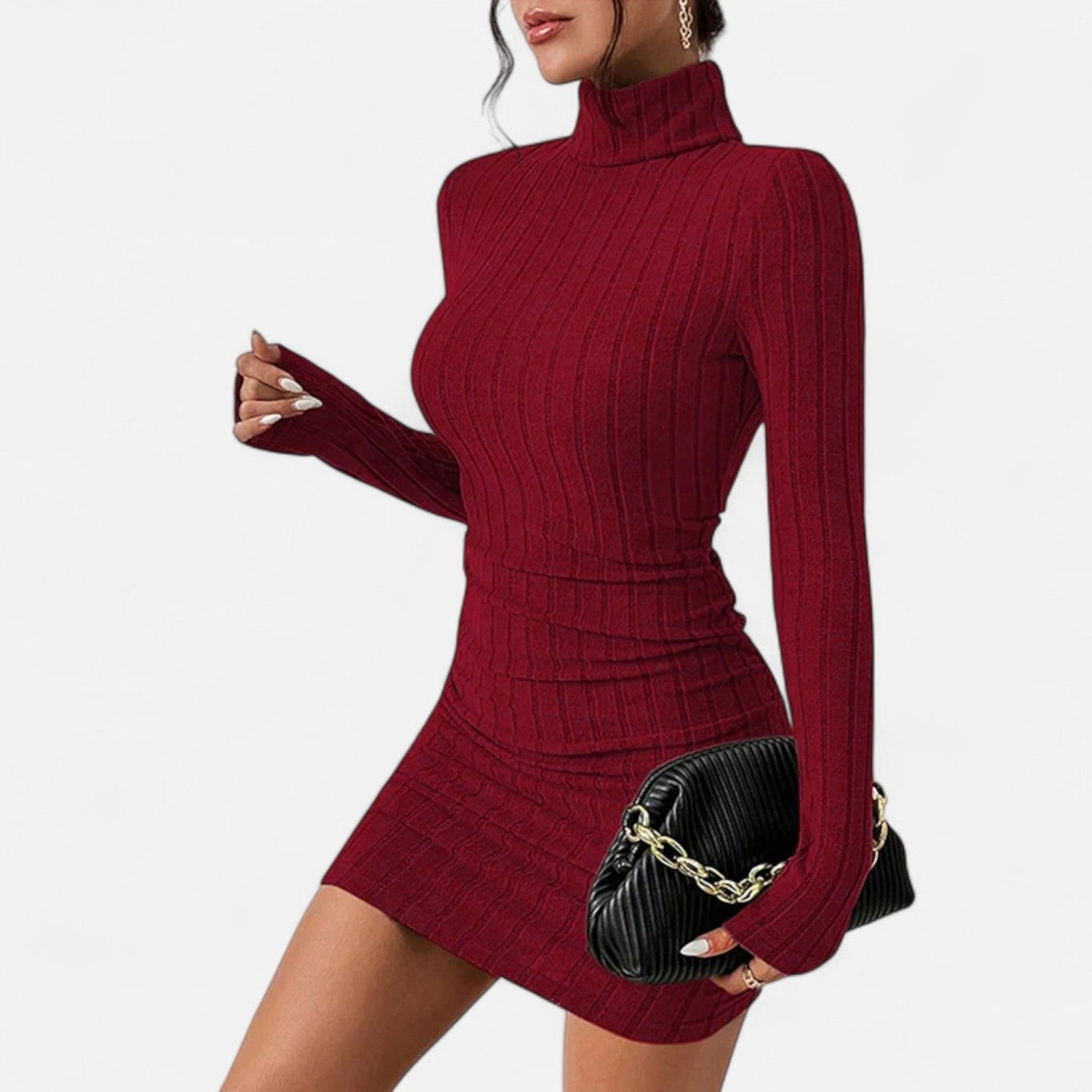 Elira | Figurbetontes Strickkleid mit Rollkragen für Damen
