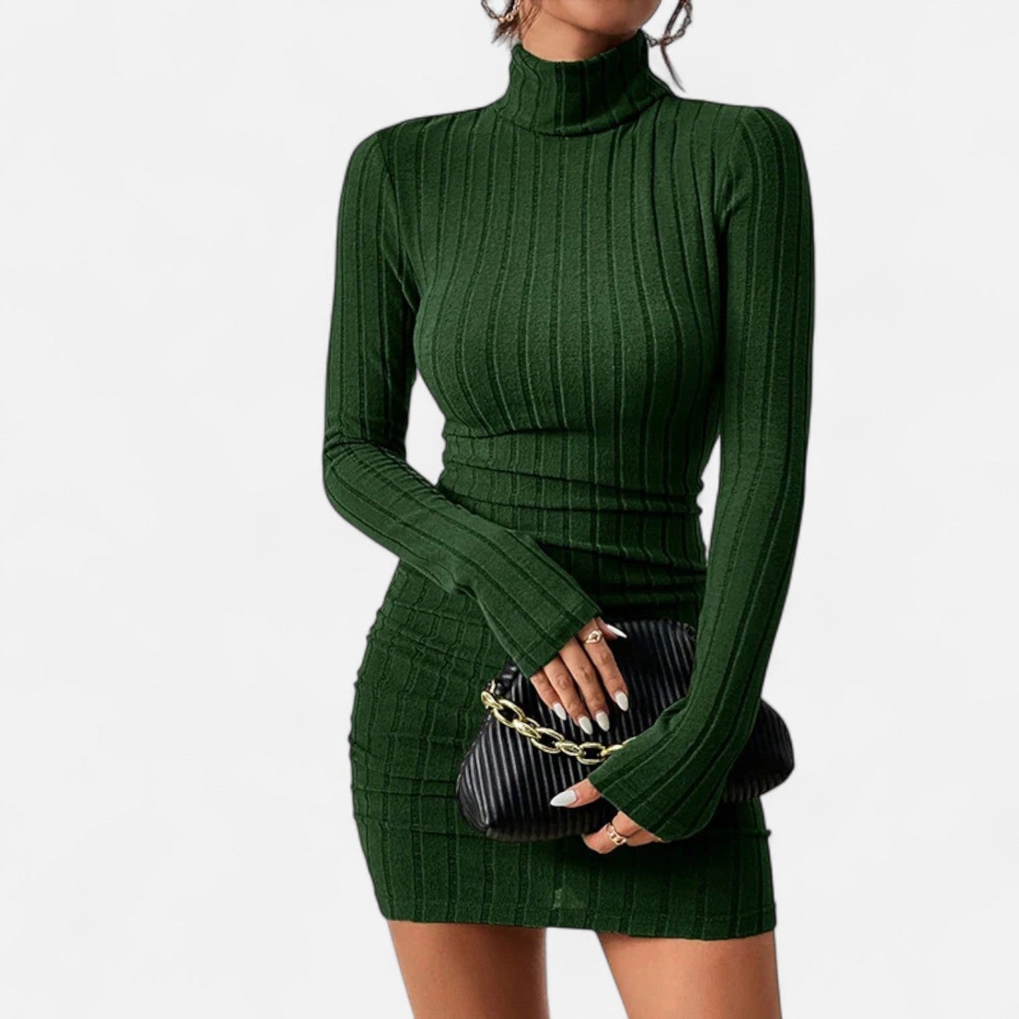 Elira | Figurbetontes Strickkleid mit Rollkragen für Damen