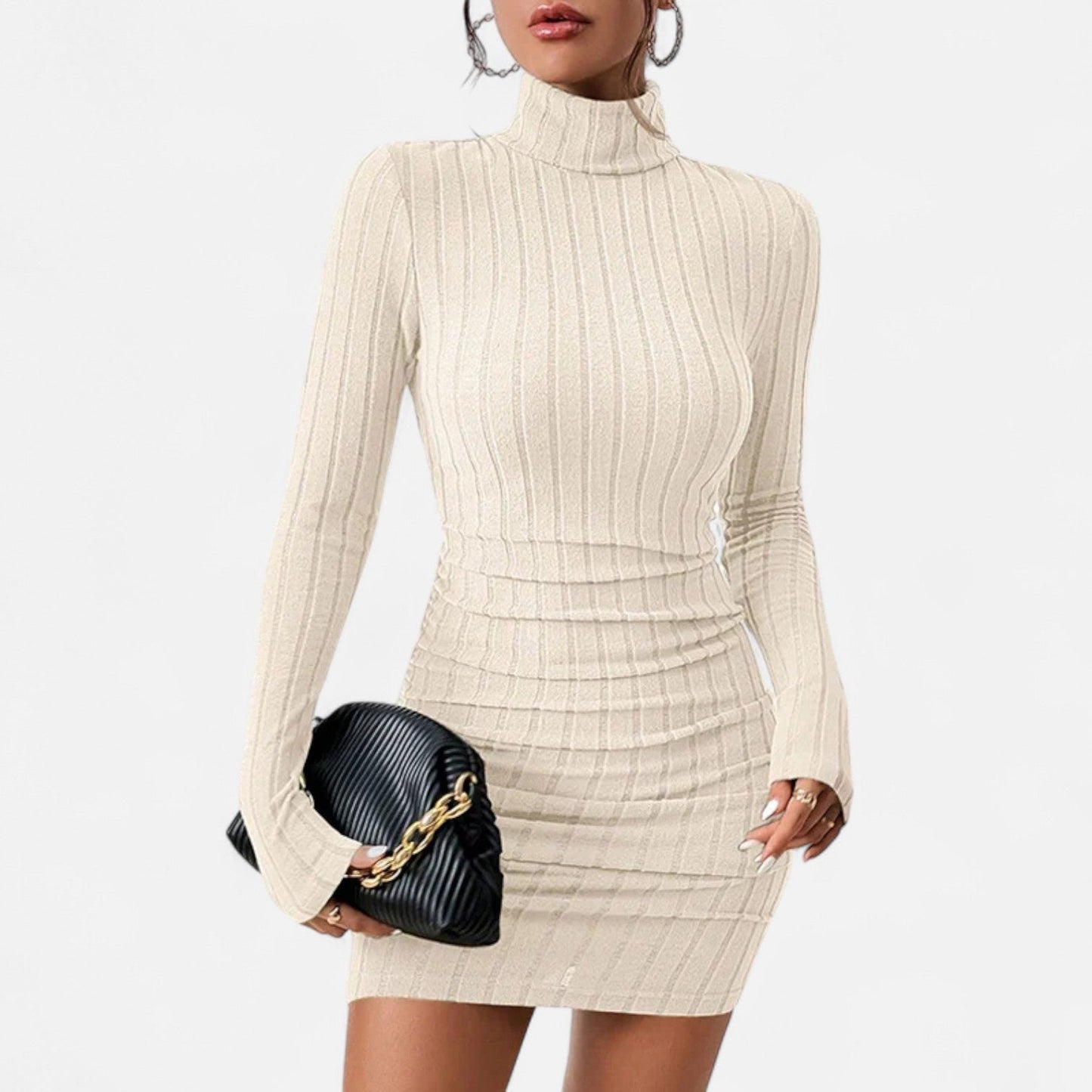 Elira | Figurbetontes Strickkleid mit Rollkragen für Damen