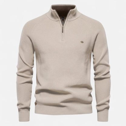 Valerio | Stilvoller Feinstrick Pullover mit Reissverschlusskragen für Herren