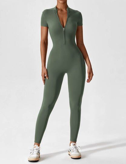 Lea | Sportlicher Damen Jumpsuit mit Reissverschluss